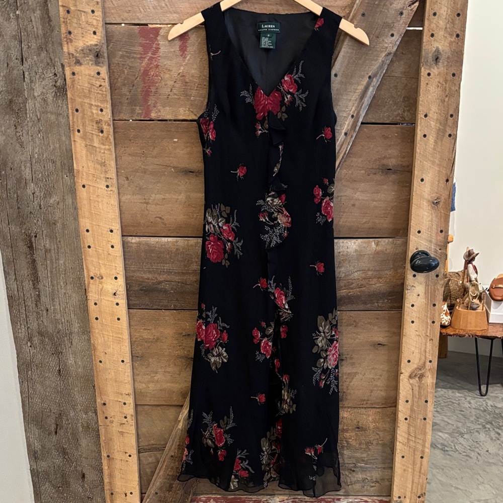 NWOT Ralph Lauren, black silk dress